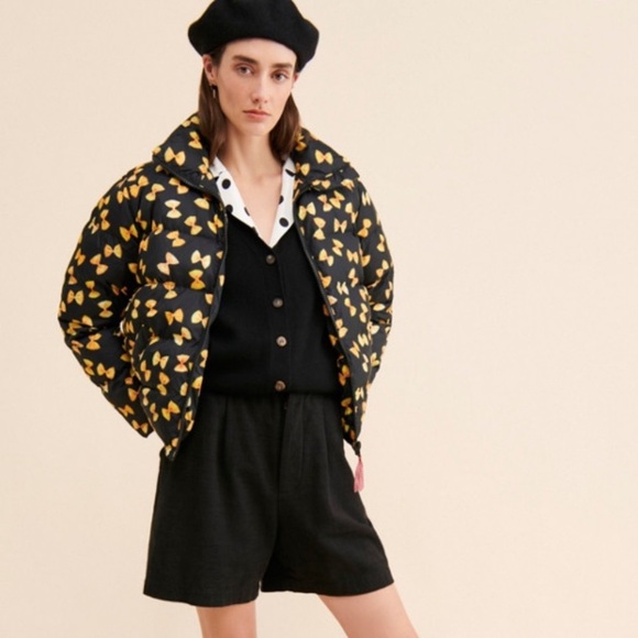 Rachel Antonoff  Parker Pasta Printed Puffer large Black Coat Jacket - Picture 3 of 4